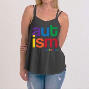 Autism Awareness Rainbow Letters Women's Strappy Tank