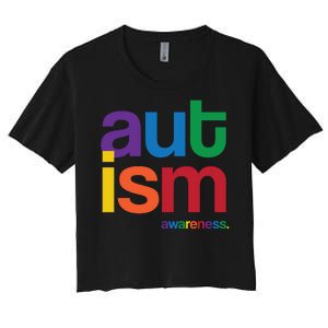 Autism Awareness Rainbow Letters Women's Crop Top Tee