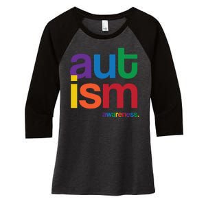 Autism Awareness Rainbow Letters Women's Tri-Blend 3/4-Sleeve Raglan Shirt