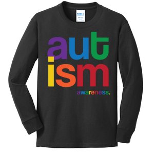 Autism Awareness Rainbow Letters Kids Long Sleeve Shirt