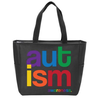 Autism Awareness Rainbow Letters Zip Tote Bag