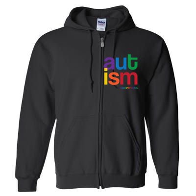 Autism Awareness Rainbow Letters Full Zip Hoodie