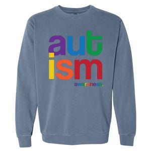 Autism Awareness Rainbow Letters Garment-Dyed Sweatshirt