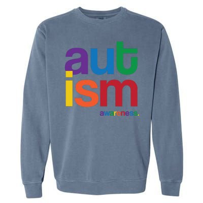 Autism Awareness Rainbow Letters Garment-Dyed Sweatshirt