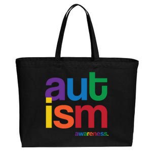 Autism Awareness Rainbow Letters Cotton Canvas Jumbo Tote