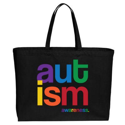 Autism Awareness Rainbow Letters Cotton Canvas Jumbo Tote