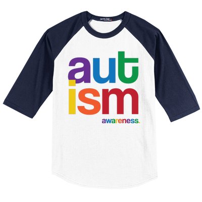 Autism Awareness Rainbow Letters Baseball Sleeve Shirt