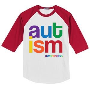 Autism Awareness Rainbow Letters Kids Colorblock Raglan Jersey