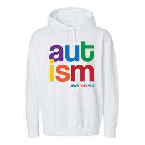 Autism Awareness Rainbow Letters Garment-Dyed Fleece Hoodie