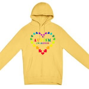 Autism Awareness Rainbow Puzzles Of Love Premium Pullover Hoodie