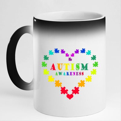 Autism Awareness Rainbow Puzzles Of Love 11oz Black Color Changing Mug