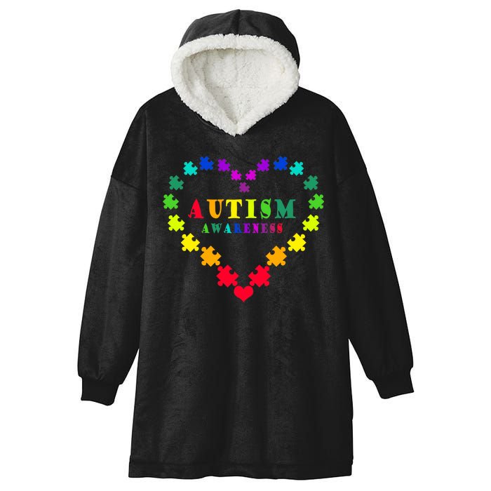 Autism Awareness Rainbow Puzzles Of Love Hooded Wearable Blanket