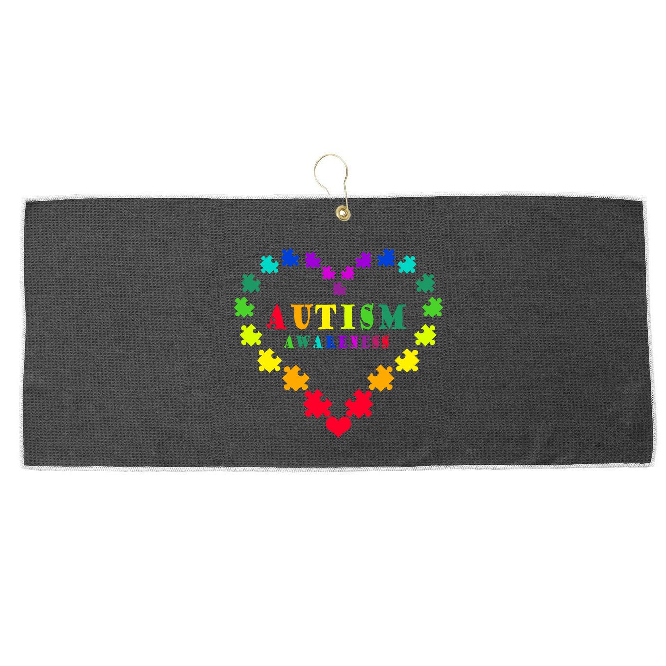 Autism Awareness Rainbow Puzzles Of Love Large Microfiber Waffle Golf Towel