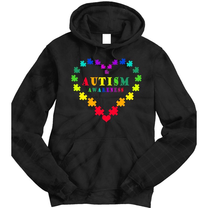 Autism Awareness Rainbow Puzzles Of Love Tie Dye Hoodie