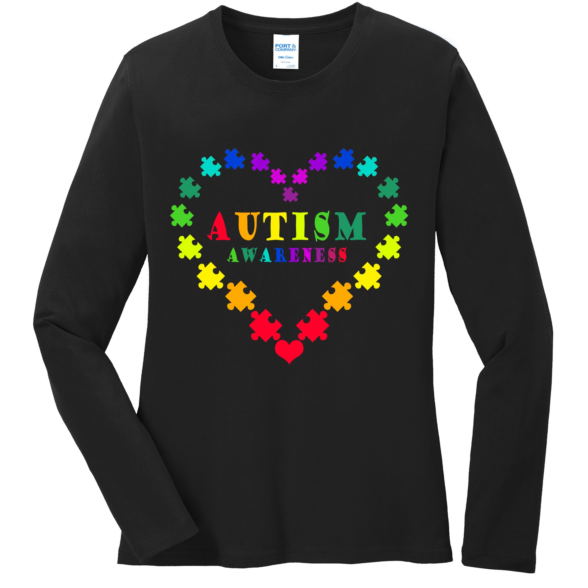 Autism Awareness Rainbow Puzzles Of Love Ladies Long Sleeve Shirt