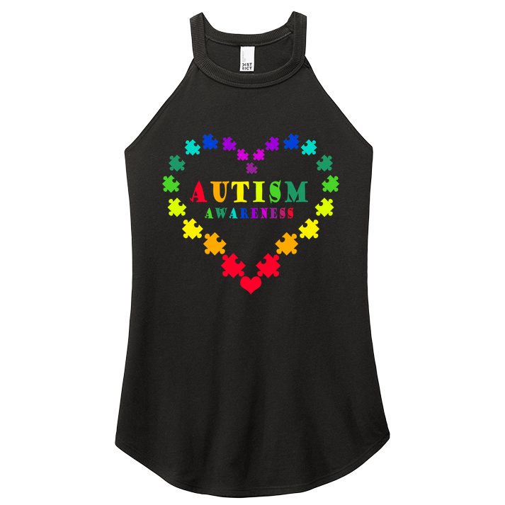 Autism Awareness Rainbow Puzzles Of Love Women's Perfect Tri Rocker Tank