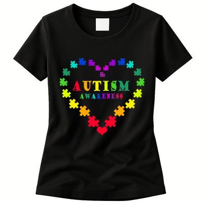 Autism Awareness Rainbow Puzzles Of Love Womens T-Shirt