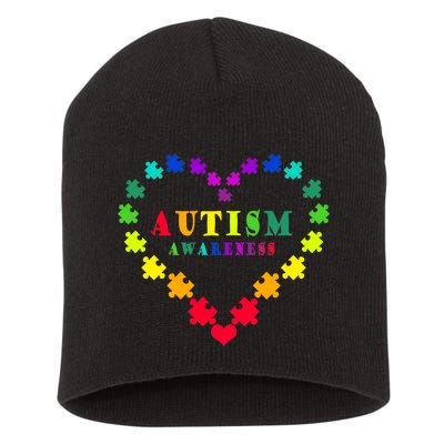 Autism Awareness Rainbow Puzzles Of Love Short Acrylic Beanie