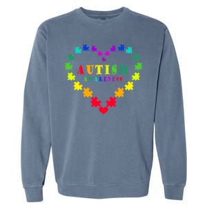 Autism Awareness Rainbow Puzzles Of Love Garment-Dyed Sweatshirt