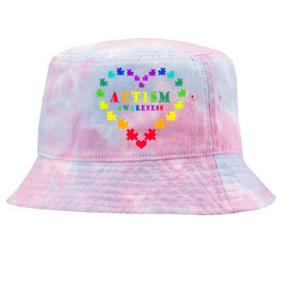 Autism Awareness Rainbow Puzzles Of Love Tie-Dyed Bucket Hat