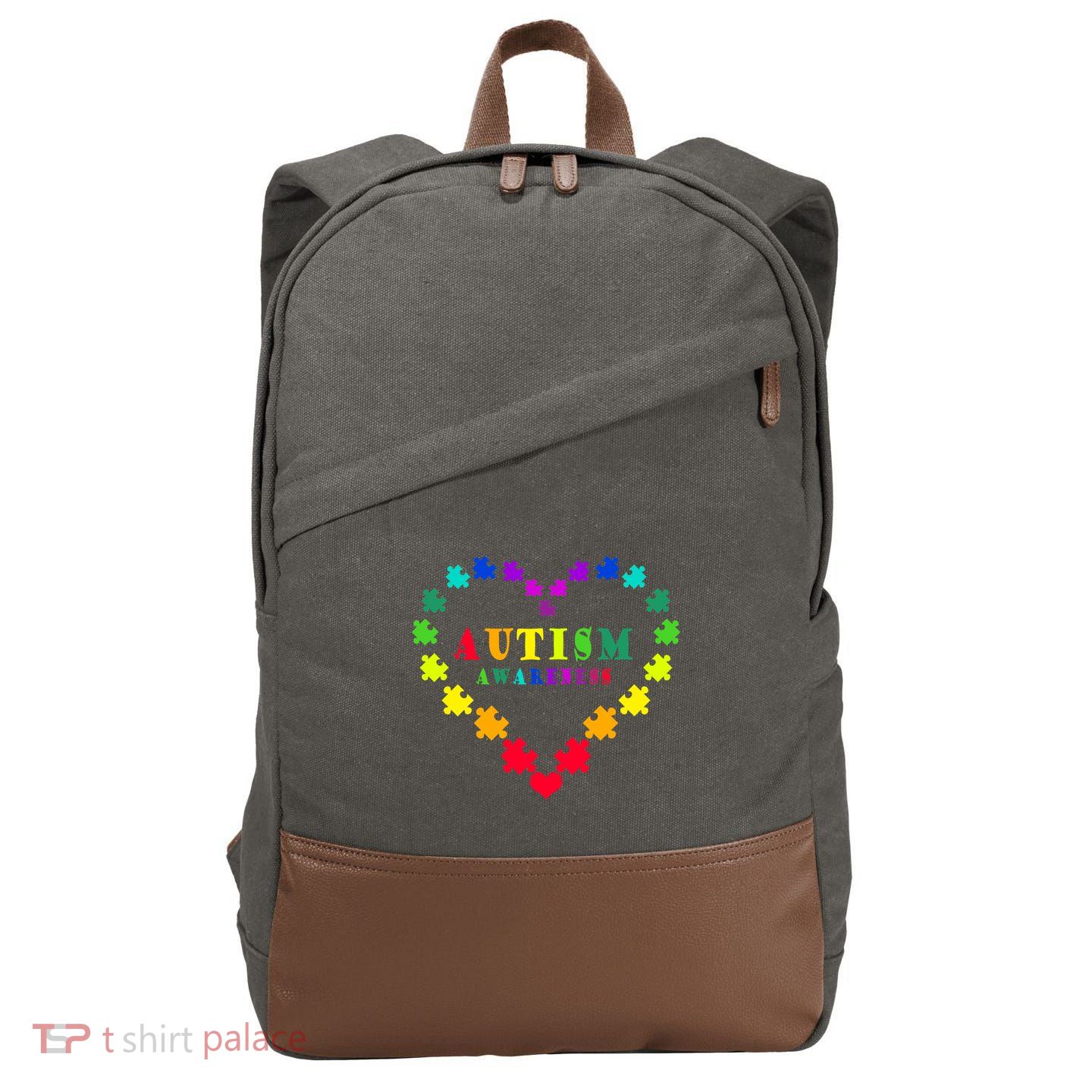 Autism Awareness Rainbow Puzzles Of Love Cotton Canvas Backpack