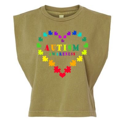 Autism Awareness Rainbow Puzzles Of Love Garment-Dyed Women's Muscle Tee