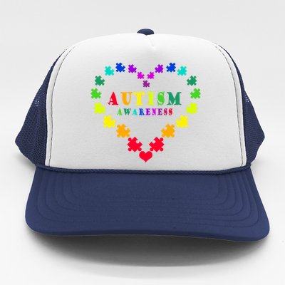 Autism Awareness Rainbow Puzzles Of Love Trucker Hat