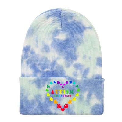 Autism Awareness Rainbow Puzzles Of Love Tie Dye 12in Knit Beanie