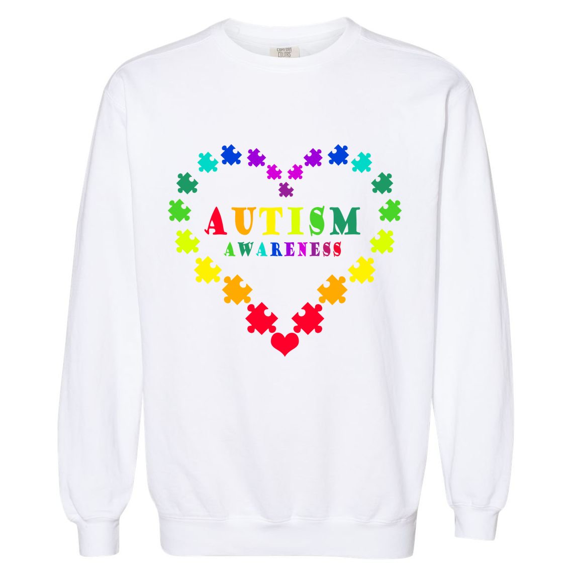 Autism Awareness Rainbow Puzzles Of Love Garment-Dyed Sweatshirt