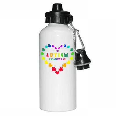 Autism Awareness Rainbow Puzzles Of Love Aluminum Water Bottle