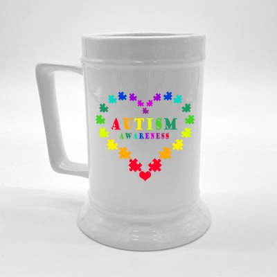 Autism Awareness Rainbow Puzzles Of Love Beer Stein