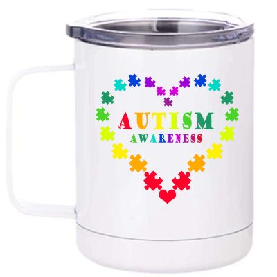 Autism Awareness Rainbow Puzzles Of Love 12 oz Stainless Steel Tumbler Cup