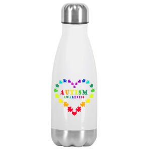 Autism Awareness Rainbow Puzzles Of Love Stainless Steel Insulated Water Bottle