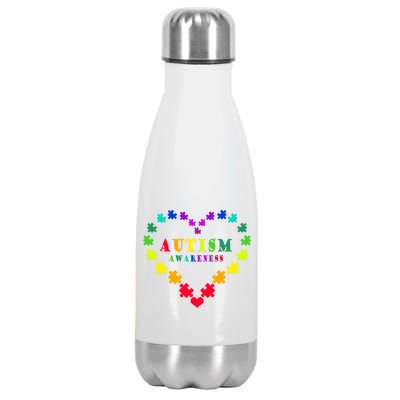 Autism Awareness Rainbow Puzzles Of Love Stainless Steel Insulated Water Bottle