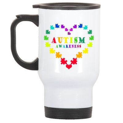 Autism Awareness Rainbow Puzzles Of Love Stainless Steel Travel Mug