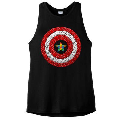 Autism Awareness Star Hero Shield Ladies PosiCharge Tri-Blend Wicking Tank