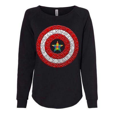 Autism Awareness Star Hero Shield Womens California Wash Sweatshirt