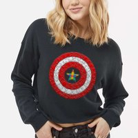 Autism Awareness Star Hero Shield Cropped Pullover Crew