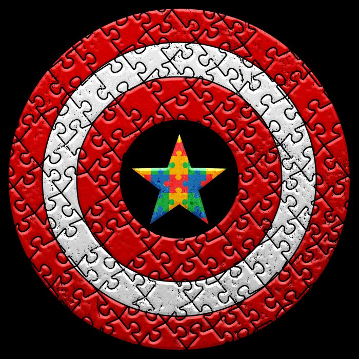 Autism Awareness Star Hero Shield Cropped Pullover Crew