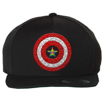 Autism Awareness Star Hero Shield Wool Snapback Cap