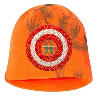 Autism Awareness Star Hero Shield Kati - Camo Knit Beanie