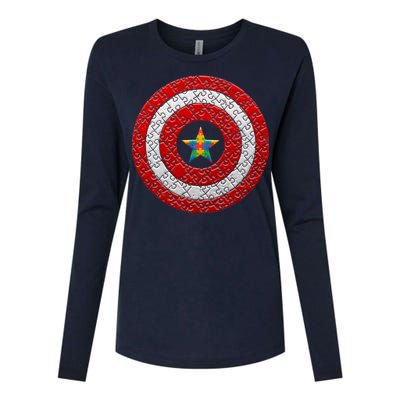 Autism Awareness Star Hero Shield Womens Cotton Relaxed Long Sleeve T-Shirt