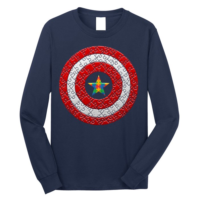 Autism Awareness Star Hero Shield Long Sleeve Shirt