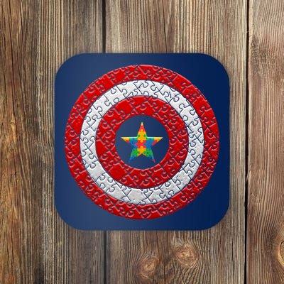 Autism Awareness Star Hero Shield Coaster