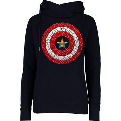 Autism Awareness Star Hero Shield Womens Funnel Neck Pullover Hood