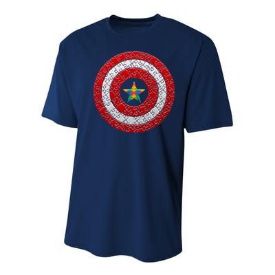 Autism Awareness Star Hero Shield Youth Performance Sprint T-Shirt