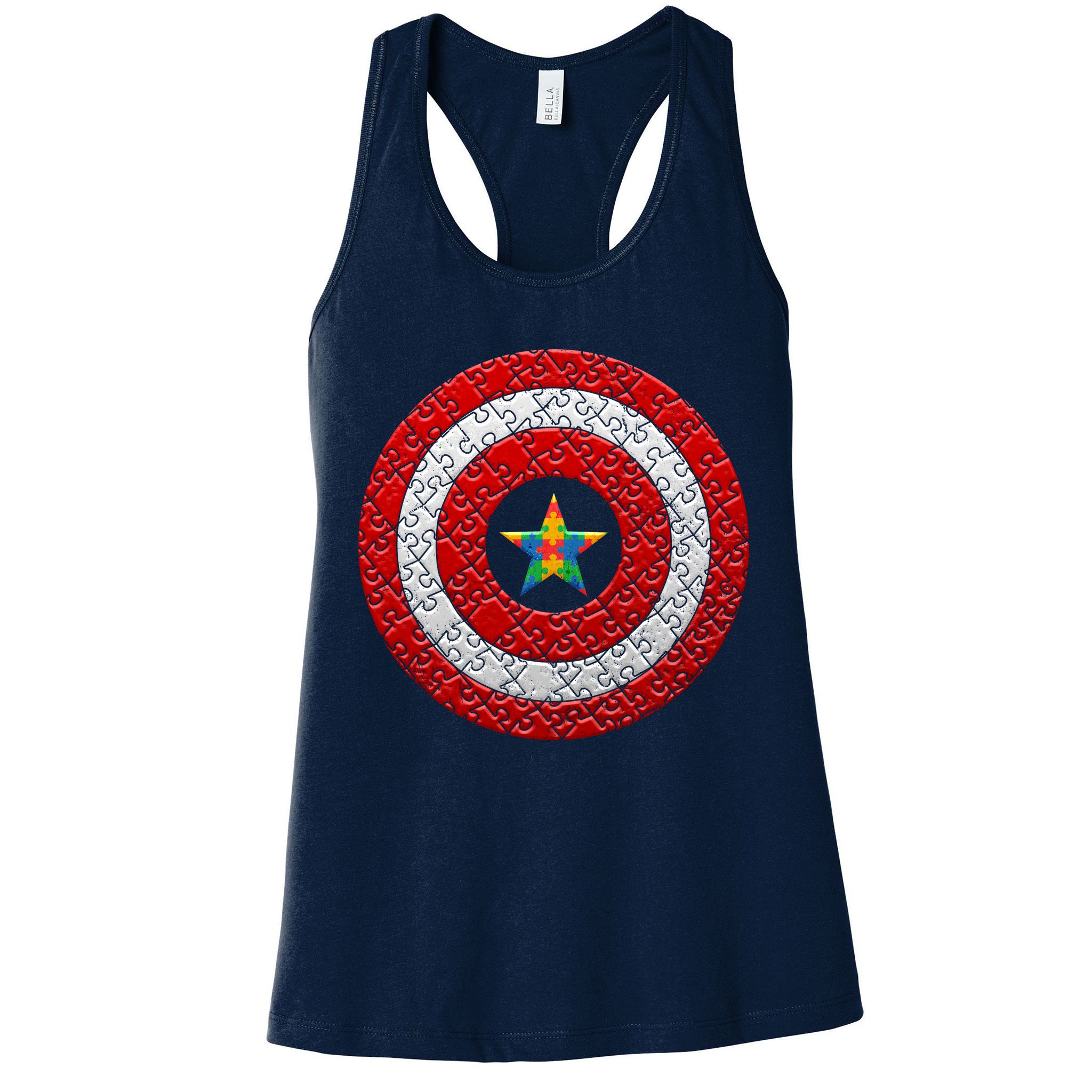 Autism Awareness Star Hero Shield Womens Tank Top