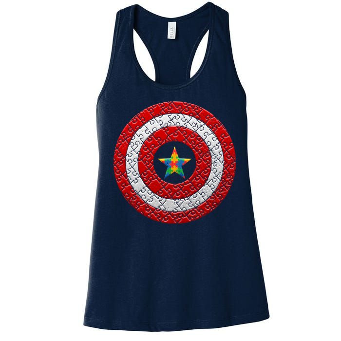 Autism Awareness Star Hero Shield Women's Racerback Tank