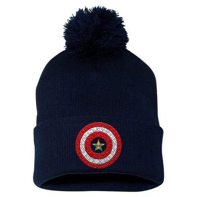 Autism Awareness Star Hero Shield Pom Pom 12in Knit Beanie