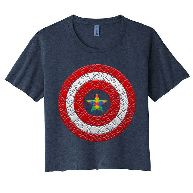 Autism Awareness Star Hero Shield Crop Top